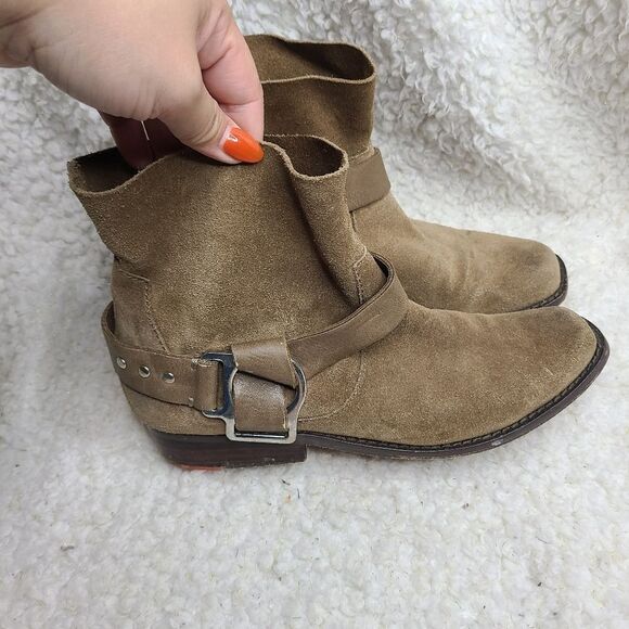 Joe's‎ Jeans Tan Suede Slouchy Western Inspired Harness Ankle Boots - Picture 1 of 10
